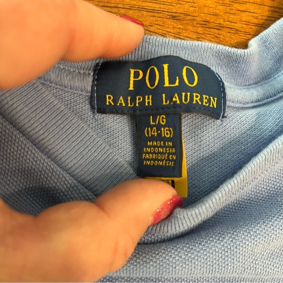 Polo Ralph Lauren Polo Pony Cotton Mesh Tee blue size large 14-16 - Picture 2 of 4